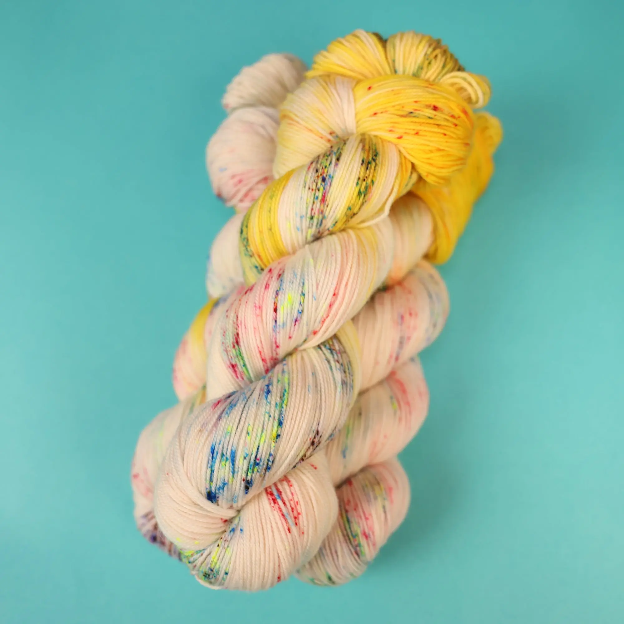 Bad Sheep Yarn - Banana Split – Superwash Merino Wool – Luxury Hand Dyed Yellow Sprinkle Yarn for Knit and Crochet