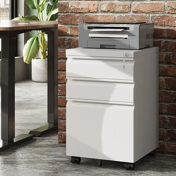 DEVAISE Mobile Storage Cabinet with 3 Lockable Rolling Drawers - Under Office Desk, Assembled Except Casters, Fits Letter/A4 Sizes, Lock System
