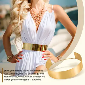 XZQTIVE Metal Waist Belt Women Shiny Polished Mirror Chain Belts Metallic Waistband Adjustable Body Link Dress Belts