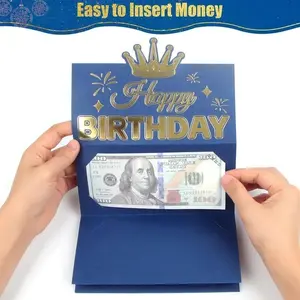 Blue Black Pink Birthday Money Gift Box with 6 Slots Creative Envelope Style Card Holder Unique Party Gift for Birthdays 1 Count