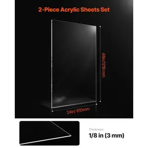 Summervibes VEVOR Plexiglass Acrylic Sheet, 2 - Pack Plastic Sheets, 24x 36 Inch 1/4 Inch Thick Clear Plastic Cast Transparent Glass for Crafting Projects, Replacement Picture Frame Glass, DIY Display, Easy to CutVEVOR Super Brand Day