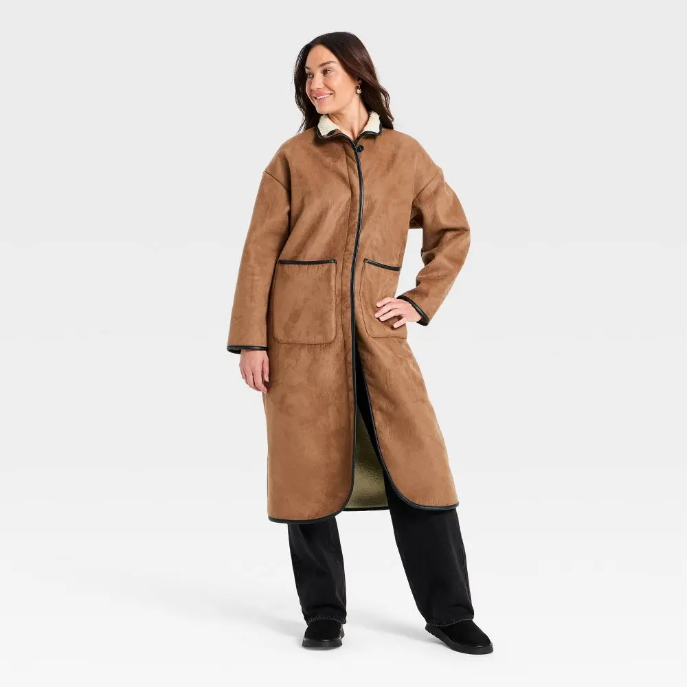 Women's Faux Suede Long Coat - Universal