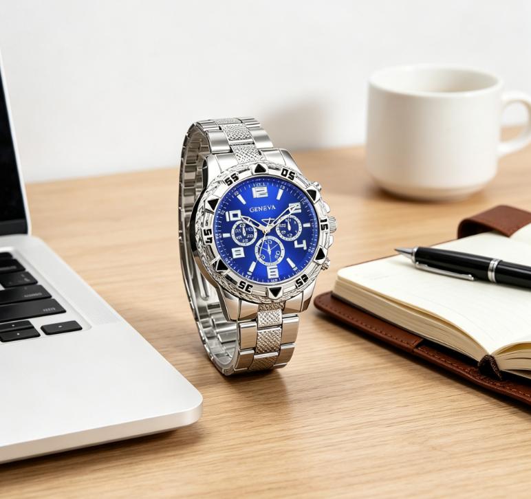 Men’s Round Quartz Watch Set Perfect Gift for Him Friends Family Ideal for Halloween Christmas & Other Holidays