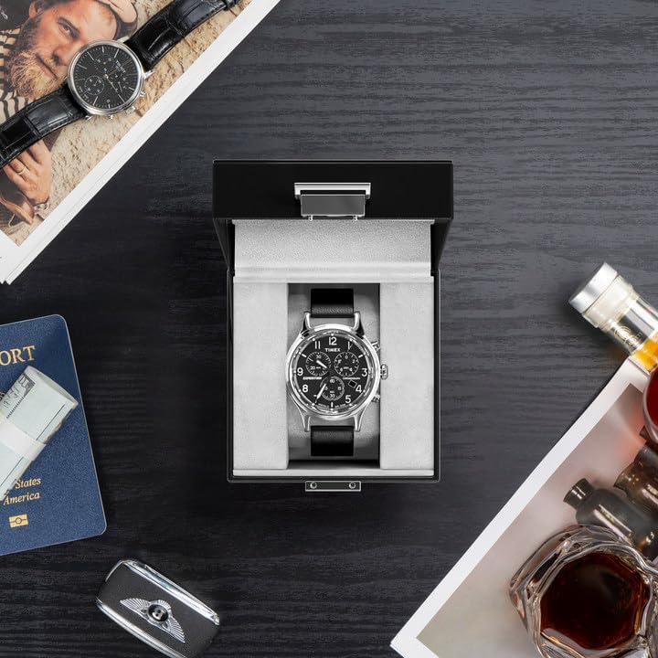 Watch Box, Single Mens Watch Case, Watch Storage Holder Organizer, Watch Display Case with Glass Lid, Anniversary Birthday Valentine Gifts for Men Women -1 Slot, Black