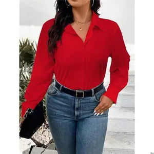 Year Shirt Breasted Single Plus s Women EMERY ROSE Size Long Sleeve For New Clothes