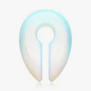 Opalite Stone Keyhole Ear Weight Gauge Hanger - Comfortable & Secure Ear Jewelry for Stretched Lobes - Available in Various Sizes - 2GA, 0GA, 00GA Options