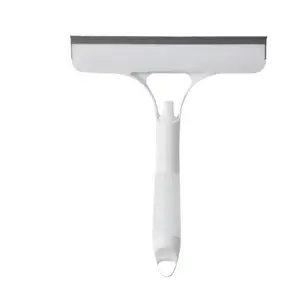 3 in 1 Window Cleaning Scraper Squeegee and Scrubber with Spray Multifunctional Household Cleaning Tool Car Windshield Cleaner Lightweight Silicone Microfiber Wipe Glass Washer White