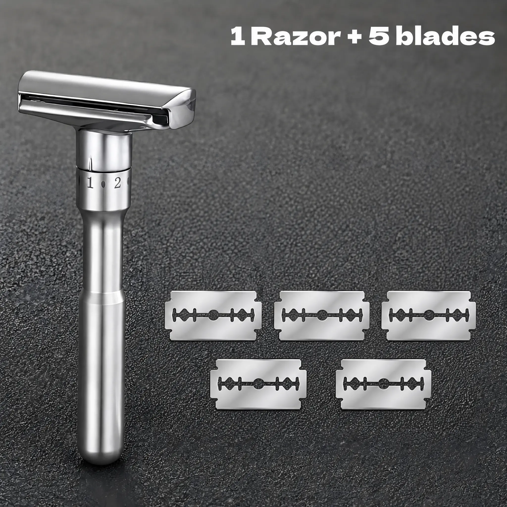 2026 brand new upgraded model beard tools | Men's razor replacement blade set,5 blades (with free handle)-Premium Metal Adjustable Safety Razor | High-end metal rotatable double-sided shaver |  Smooth and close-fitting shaving experience