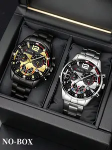 Men's Business Fashion Quartz Watch Set, Stylish Watch, Durable Watch, Round Dial Analog Wristwatch, Casual Style for Party Daily Wear Valentine Gift