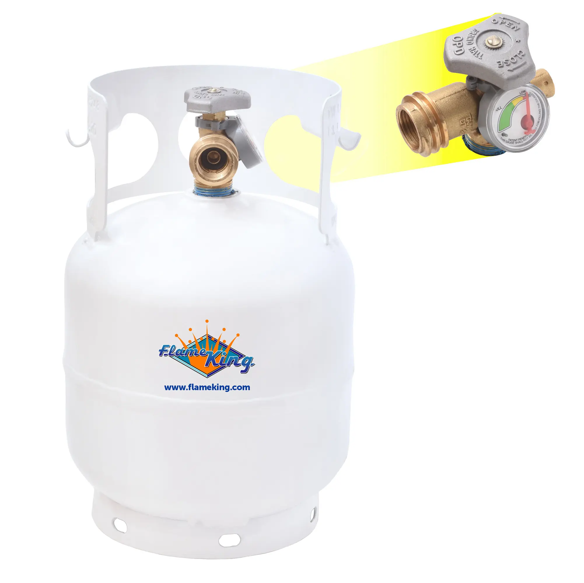 Flame King 5LB EMPTY Steel Propane Tank LP Cylinder with Gauge and OPD Valves for Grills and BBQs, Camping, Fishing, & Outdoor Activities