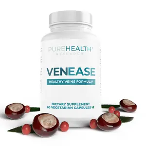 Vein Support Supplements Venease by PUREHEALTH RESEARCH - Natural Blood Circulation Supplement  - with Horse Chestnut Extract, Rutin & Buthers Broom Extract, 60 Capsules