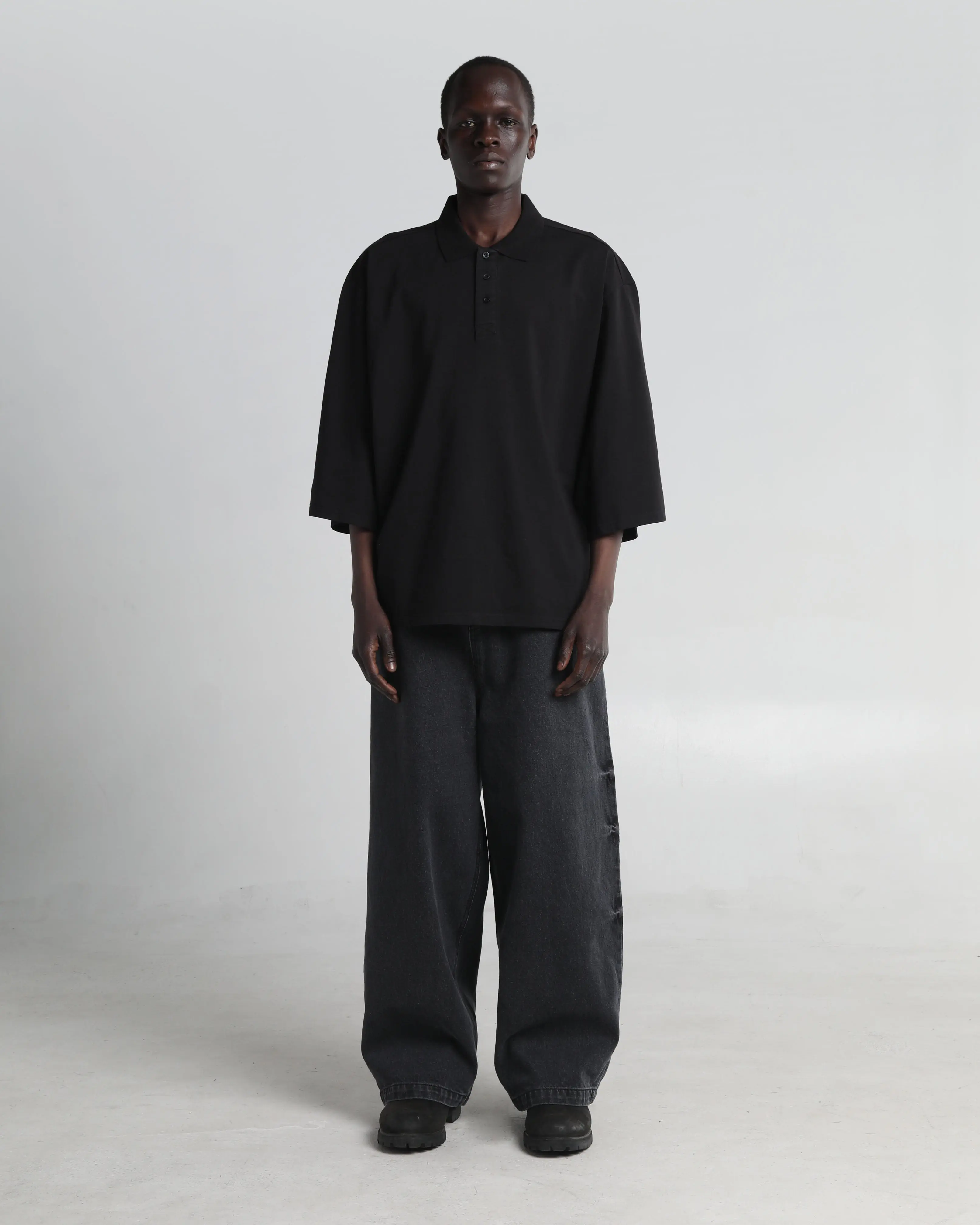 Garment Dye Drop Shoulder Polo Shirt