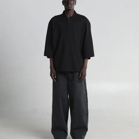 Garment Dye Drop Shoulder Polo Shirt