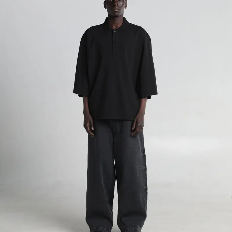 Garment Dye Drop Shoulder Polo Shirt