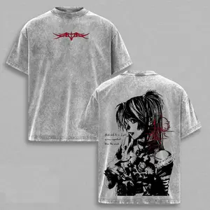 Misa Amane Death Note Unisex couple T-shirt, Vintage Washed Gothic Anime Graphic Tee, Dark Aesthetic Oversized Shirt, Unisex Streetwear