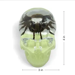 Real Spider in Glow-in-the-Dark Skull (Large) – Unique Resin Art, Entomology Collectible & Home Decor Ornament, Halloween Gift Spooky Sculpture, Gothic Cool Gift Decoration perfect holiday gift idea desk decor ornament
