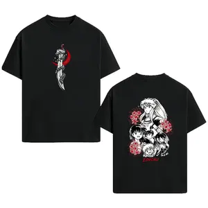 [EOVCAU]Men's Summer Short-Sleeve Round-Neck T-Shirt，Inuyasha Anime Oversize Cotton T-Shirt, Kagome Sesshomaru Manga Graphic Tee,Japanese Anime Streetwear,The Perfect Gift For Anime Fans And Holiday Occasions，Y2K Merch Fan Gift