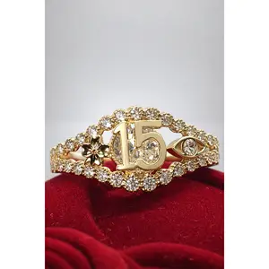 14K Gold Quinceañera Ring - Anillo de 15 Años 14k