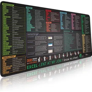 Excel Shortcut   Pad - Extended Large XL Cheat Sheet Gaming Mousepad | PC Office Spreadsheet Keyboard Mat | Non-Slip Stitched Edge