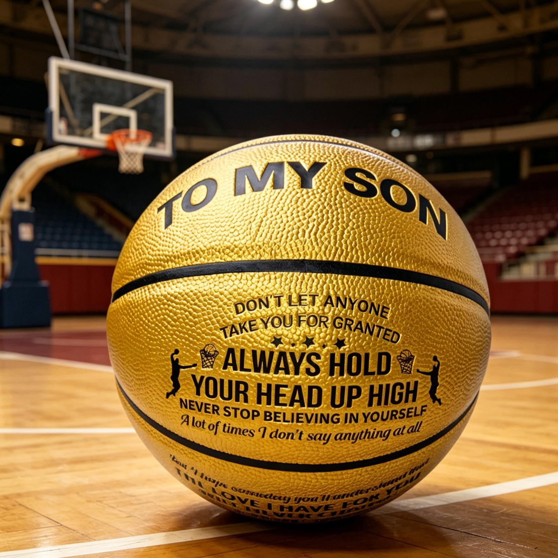 To My Son Inspirational Golden Basketball | The Ultimate Gift for Your Baller Son