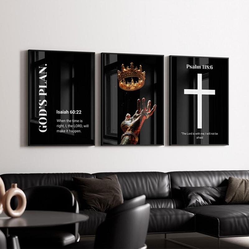 Set of 3 Black Exellence Wall Art,  Bible Verse Prints, Home Decor