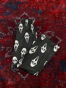 Black Ghost Pajama Pants, Cute Cartoon Lounge Pants, Cozy Sleepwear for Women Men, Soft Elastic Waist Pajama Bottoms, Kawaii PJs Gift