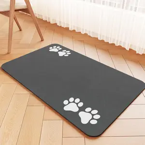 Pet Feeding Mat-Absorbent Pet Placemat for Food and Water Bowl, Dog Food Mat with Waterproof Rubber Backing, No Stains Quick Dry Water Dispenser Mat for Dog and Cat, Dark Gray-12"x20"