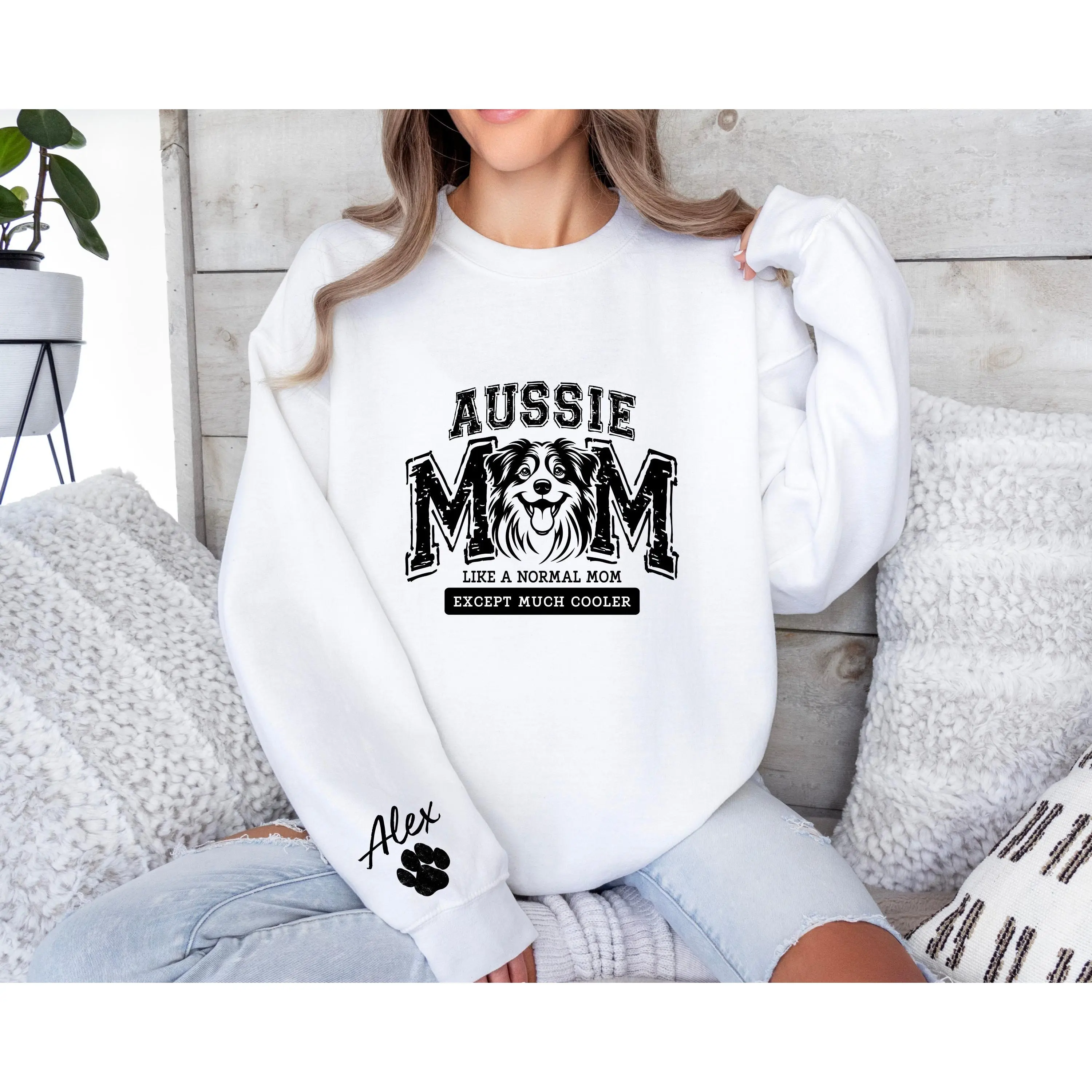 Aussie Mom Custom Sweatshirt, Personalized Aussie Mama Sweater, Aussie Lover Hoodie, Aussie Lover Sweater, Australian Shepherd Dog Sweater
