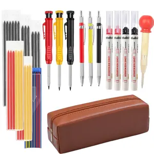 Carpenter Pencil Set with Sharpener, Mechanical Carpenter Pencils with 40 Refill, Automatic Center Punch and Carbide Scribe Tool, Heavy Duty Construction Pencil for Architect-With Case
