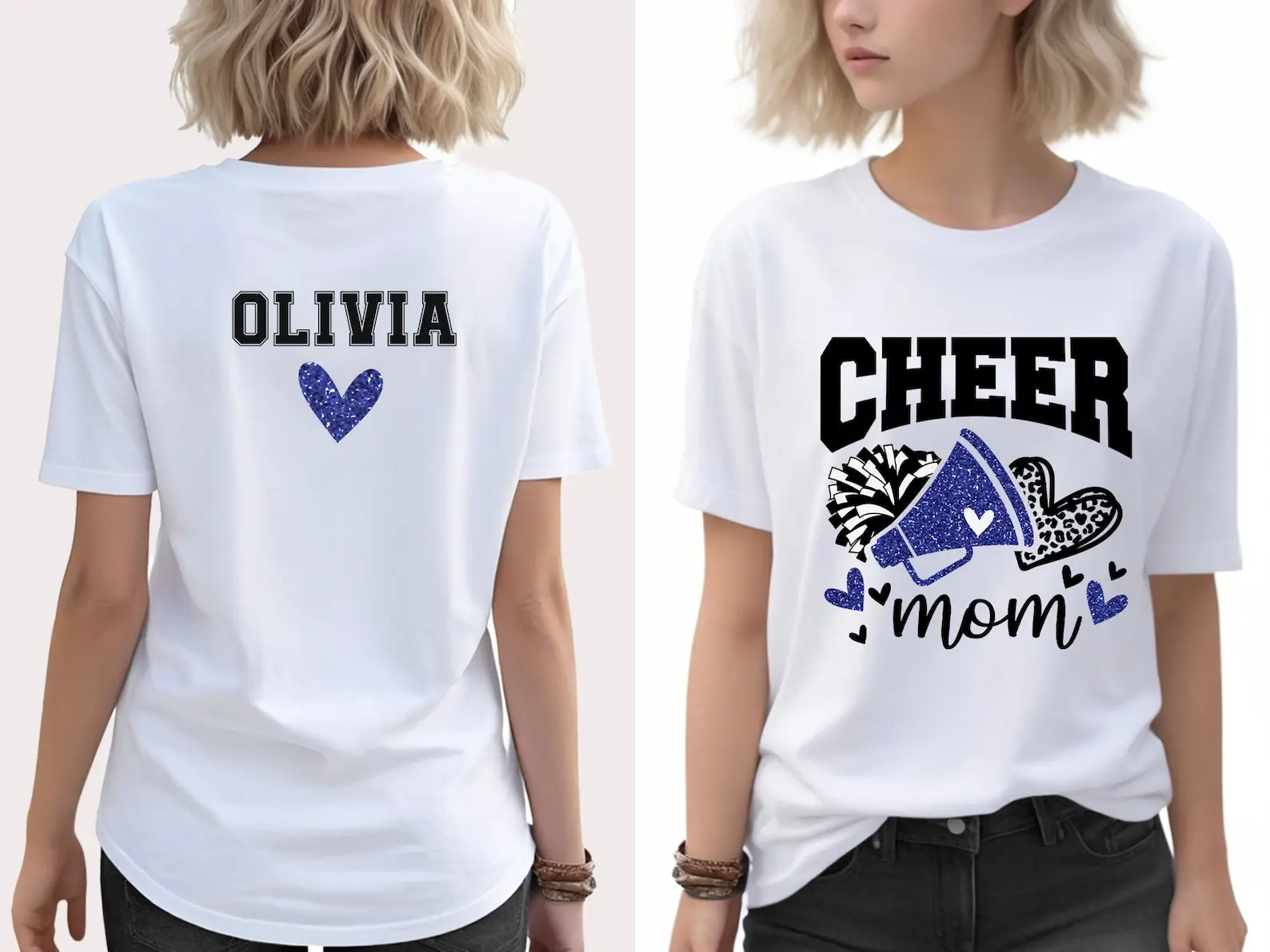 Cheer Mom Cheer Mom Faux Glitter Royal Blue Shirt,Mom Tee,Cheer Mom Shirt,Cheer Mom Gift,Custom Cheer Shirt,Custom Name, Team Cheer Shirts