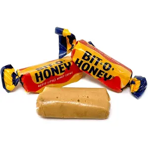Bit-O-Honey Taffy Candy – Individually Wrapped Honey-Flavored Chewy Candy with Almond Bits – Bulk Bags 1lb, 2lb, 3lb & 5lb