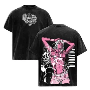 Diavolo Washed T-Shirt – JoJo’s Bizarre Adventure Golden Wind King Crimson Stand Time Erase Anime Manga Graphic Double Printed Tee, Heavy Cotton Unisex Oversize Streetwear