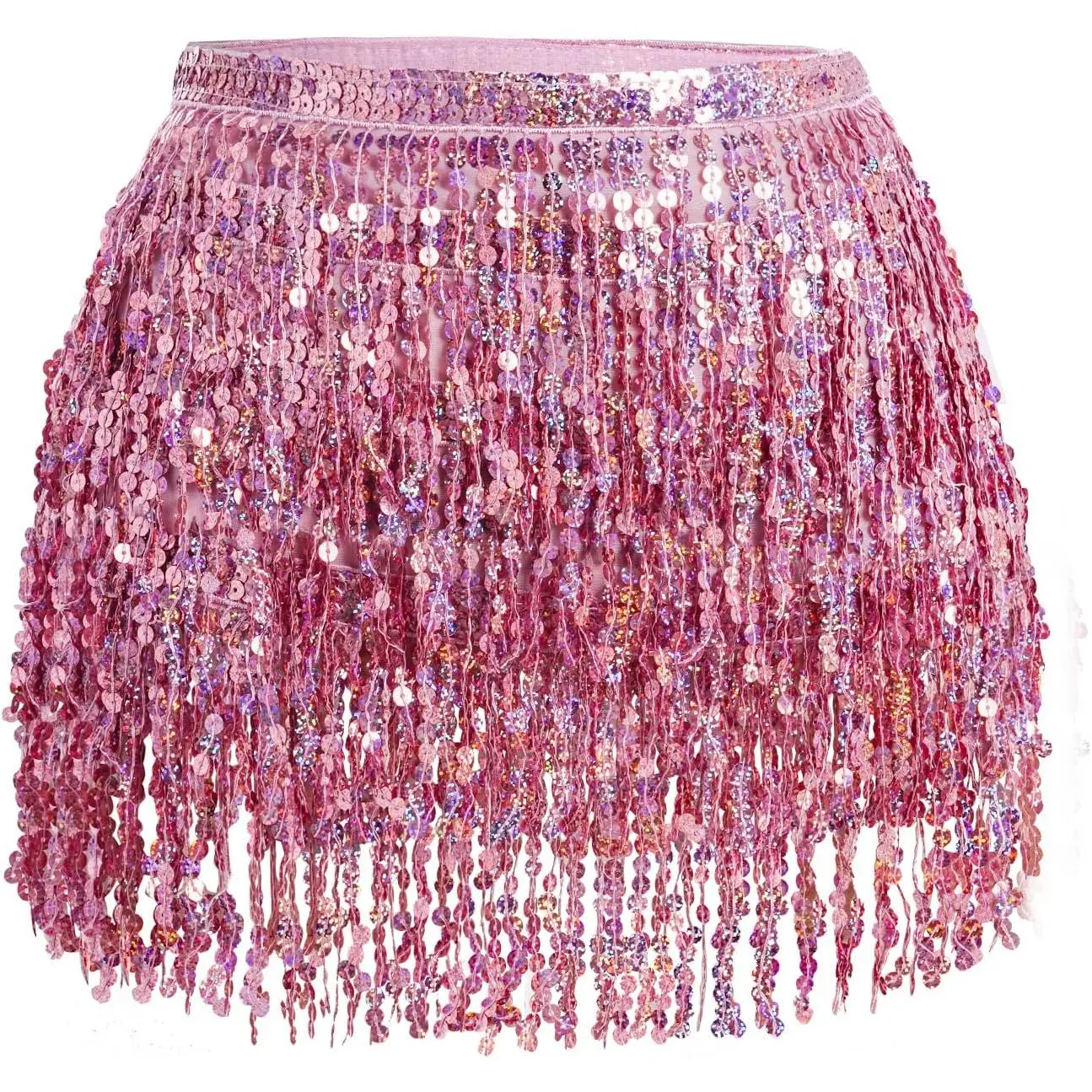 Dance  Scarf Sequin Tassel Skirt Wrap Sparkly Rave Costume for Women