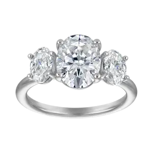 3 Stone Oval Moissanite Engagement Ring