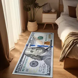 100 Dollar Bill Print Non-Slip Stain Resistant Durable Decorative Mat - Multicolor, 22"x53" Indoor Decorative Rug for Entryway, House Decor, Room Decor