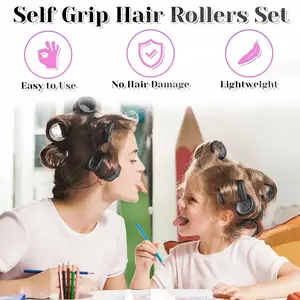 Rollers Hair Curlers 30Pcs Set with 3 Sizes (6 Large, 6 Medium, 6 Small) and 12 Clips, Storage Bag for Long, Medium, Short Hair Volume