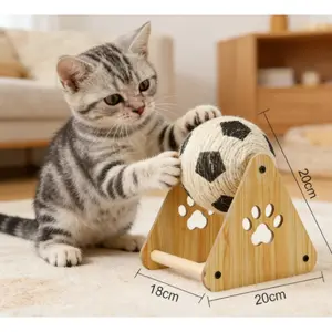 Interactive Cat Scratching Ball Toy Heavy Duty Standing Braided Rope Scratcher Keeps Claws Healthy Relieves Boredom 18cm x 20cm