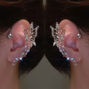 2pcs Sparkling Butterfly Ear Cuff Climber Set - Hypoallergenic Copper, No Piercing Required, Perfect for Parties & Casual Attire