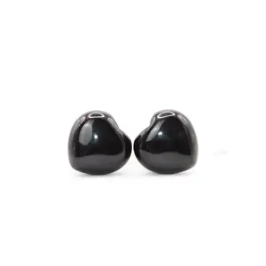 Obsidian Black Stone Heart Ear Gauges, Single Flare Plugs, 6mm-10mm Body Jewelry