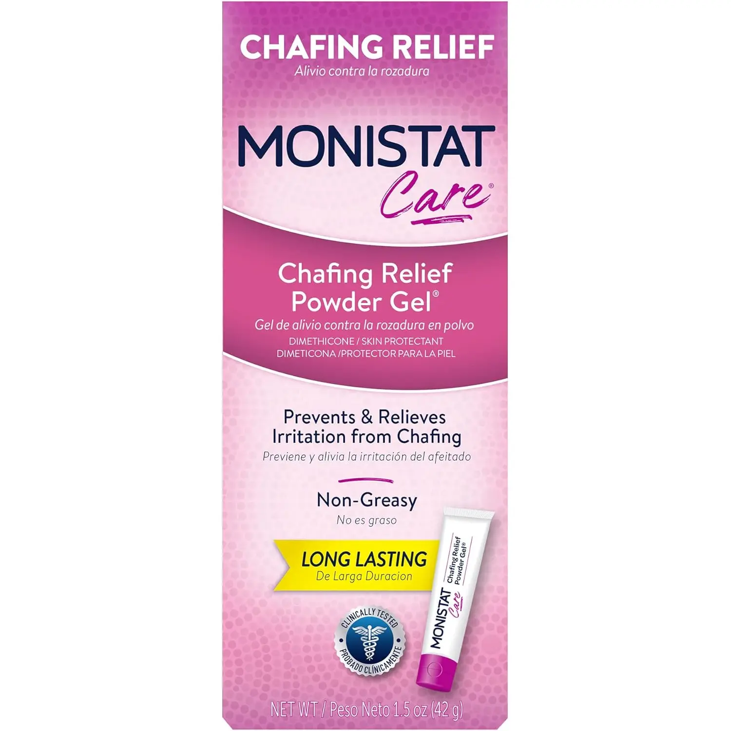 Monistat Chafing Relief Powder Gel, Anti-Chafe Protection, Fragrance Free Chafing Gel, 1.5 Oz, 1 Pack