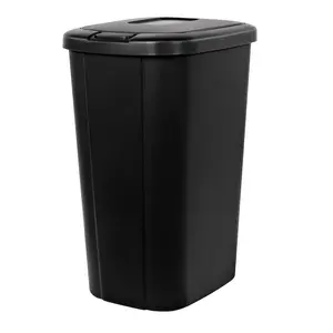 Kitchen Trash Can, 13.3 Gallon Plastic Touch Top Garbage Bin with Push Button Lid, Black