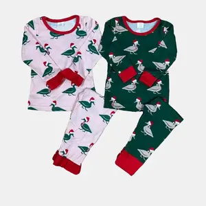 Christmas Boy & Girl Matching Duck Print Long-Sleeve Pajama Sets Soft Kids PJs for Cozy Nights  Trendy Toddler Sleepwear