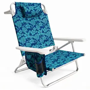 Bliss Hammocks Folding Beach Chair, Backpack Recliner with Towel Rack, Flower