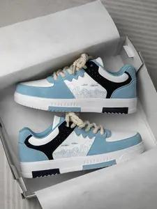 Men's Fashionable Colorblock Lace Up Low Top Sneakers, 2024 New Style Casual Comfortable Sports Shoes for Outdoor, Trendy All-match Skate Shoes for Daily Wear