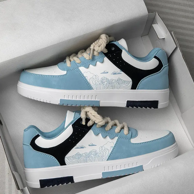 Men's Colorblock Lace-Up Low-Top Sneakers, Casual Comfortable Sports Shoes for Outdoor, Trendy All-match Skate Shoes for Daily Wear, All Seasons Sneakers, Low Top Trainers
