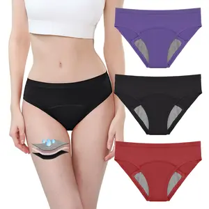 CARER Women's 3-Pack Mid Waist Plain Washable Reusable Cotton Incontinence Underwear, Soft, Comfortable, Breathable, High-Absorbency, Leakproof Briefs for Day & Light Bladder Leakage Protection