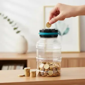 Transparent Smart Counting Money Jar, 1 Count Battery Powered LCD Display Money Jar without Battery, Coin Saving Box, Coin Piggy Bank, Home Decor for Living Room Bedroom, Gift for Children Adult, Room Decor