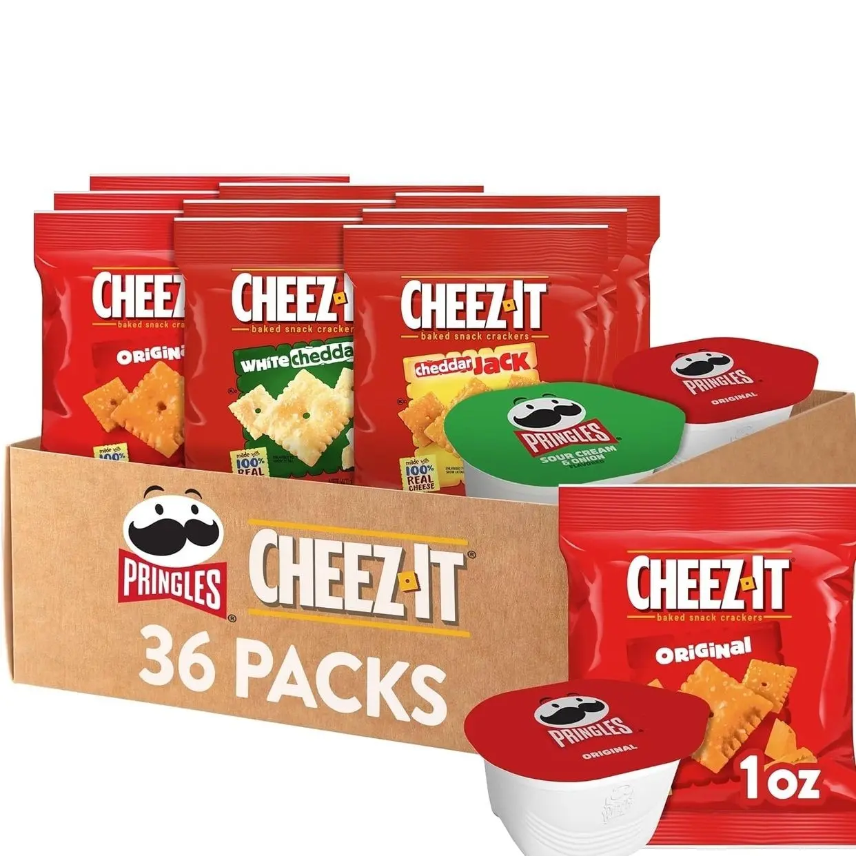 Pringles and Cheez-It Variety Pack, Lunch Snacks, Kids Snacks, Variety Pack (36 Count)
