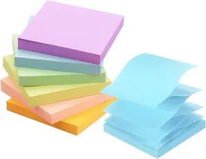 Pop Up 3x3 Sticky Notes Self-Stick Notes 6 Pads, 6 Pastel Color, 100 Sheets/Pad