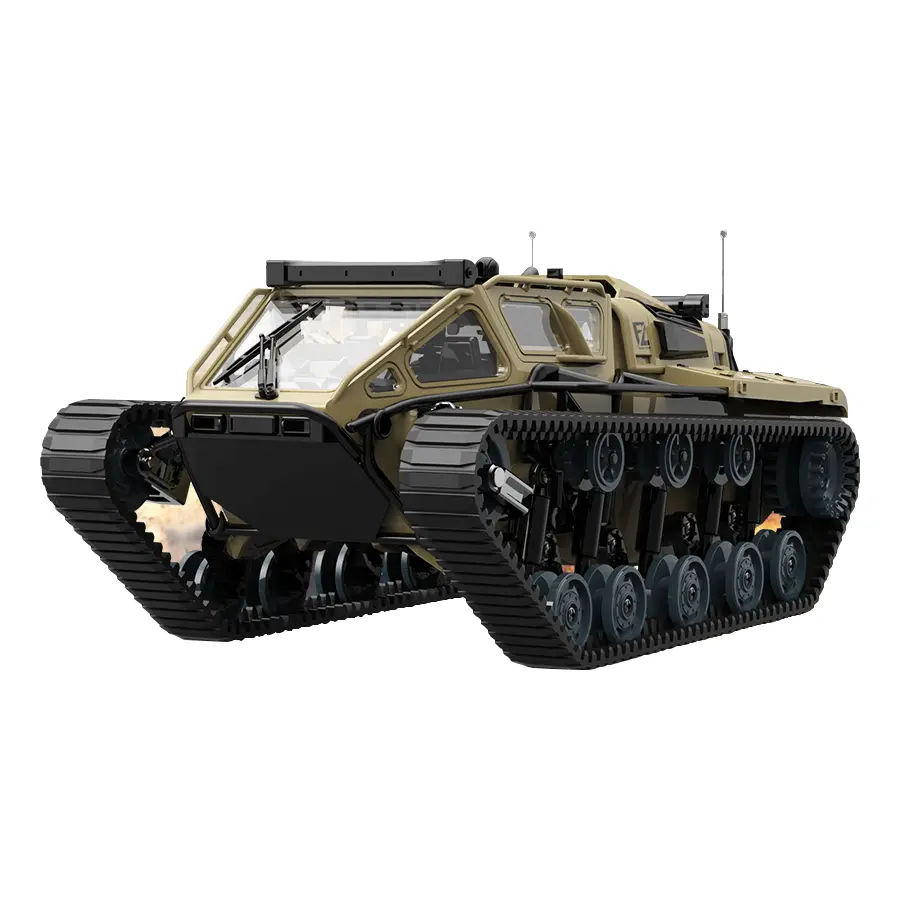 1/16 Military RC Crawler Tank, 4WD Off-Road Remote Control Car with Adjustable Speed and Openable Doors, 2 Rechargeable Batteries, All Terrain Vehicle for Kids Adults, Ideal Birthday Gift for Boys